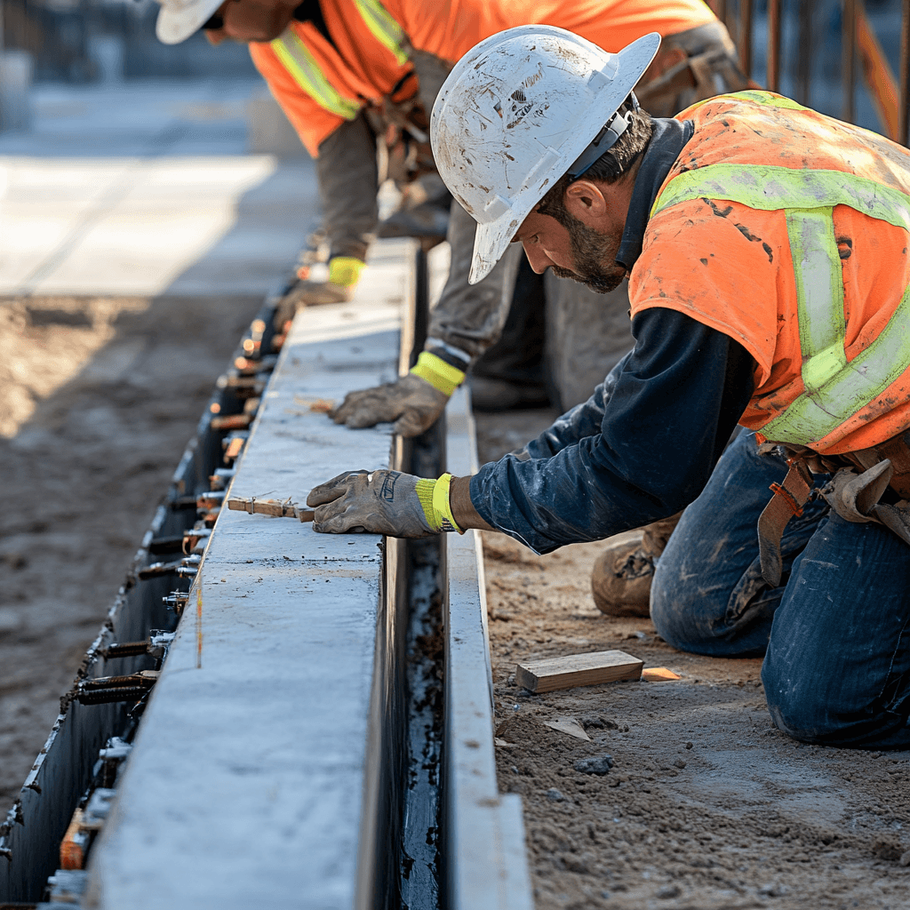 Construction workers on siding